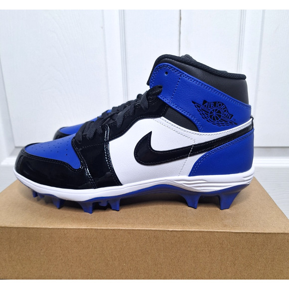 Air Jordan 1 Mid TD Game Royal Patent Football Cleats FJ6805-401 size 9.5 No Box